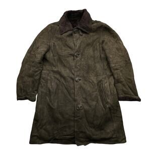Metropolitan View Original Shearling Coat Mens Large Brown Lined Leather Italy